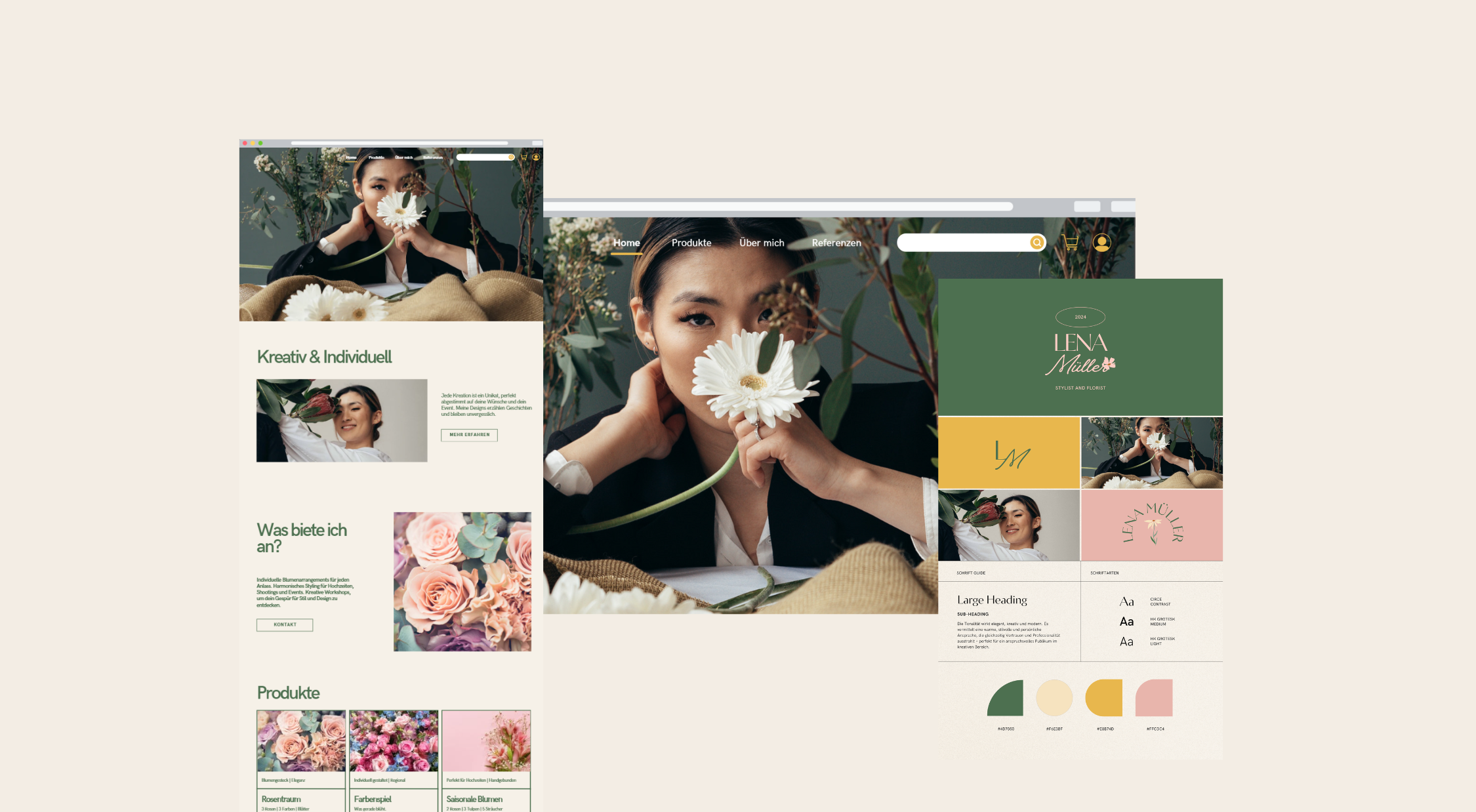 Darstellung Webseiten Layout Desktop und Brand Board mit Farben, Tonalität und Bildsprache - kostenlos anfordern