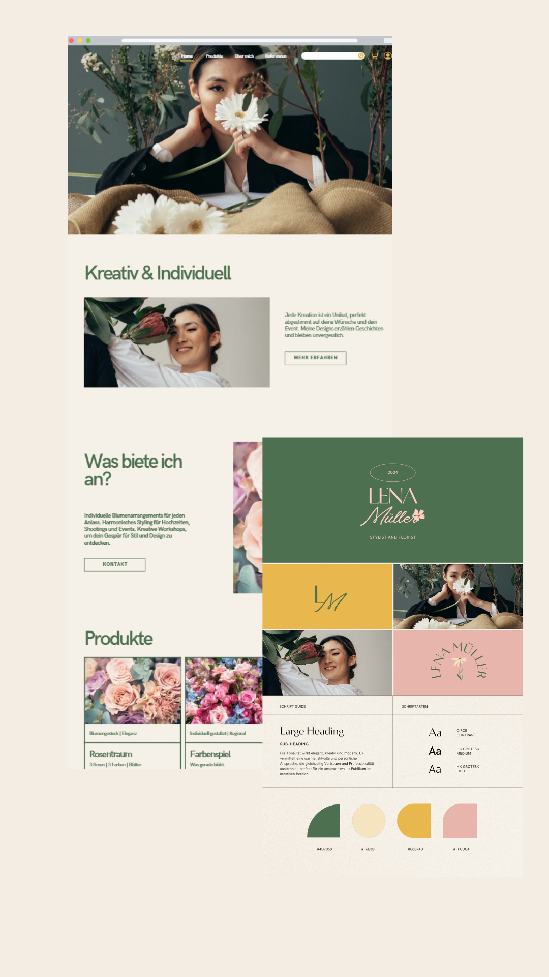 Darstellung mobile Webseiten Layout kostenlos anfordern sowie Brand Board mit Farben, Tonalität und Bildsprache - 360-digital.ch