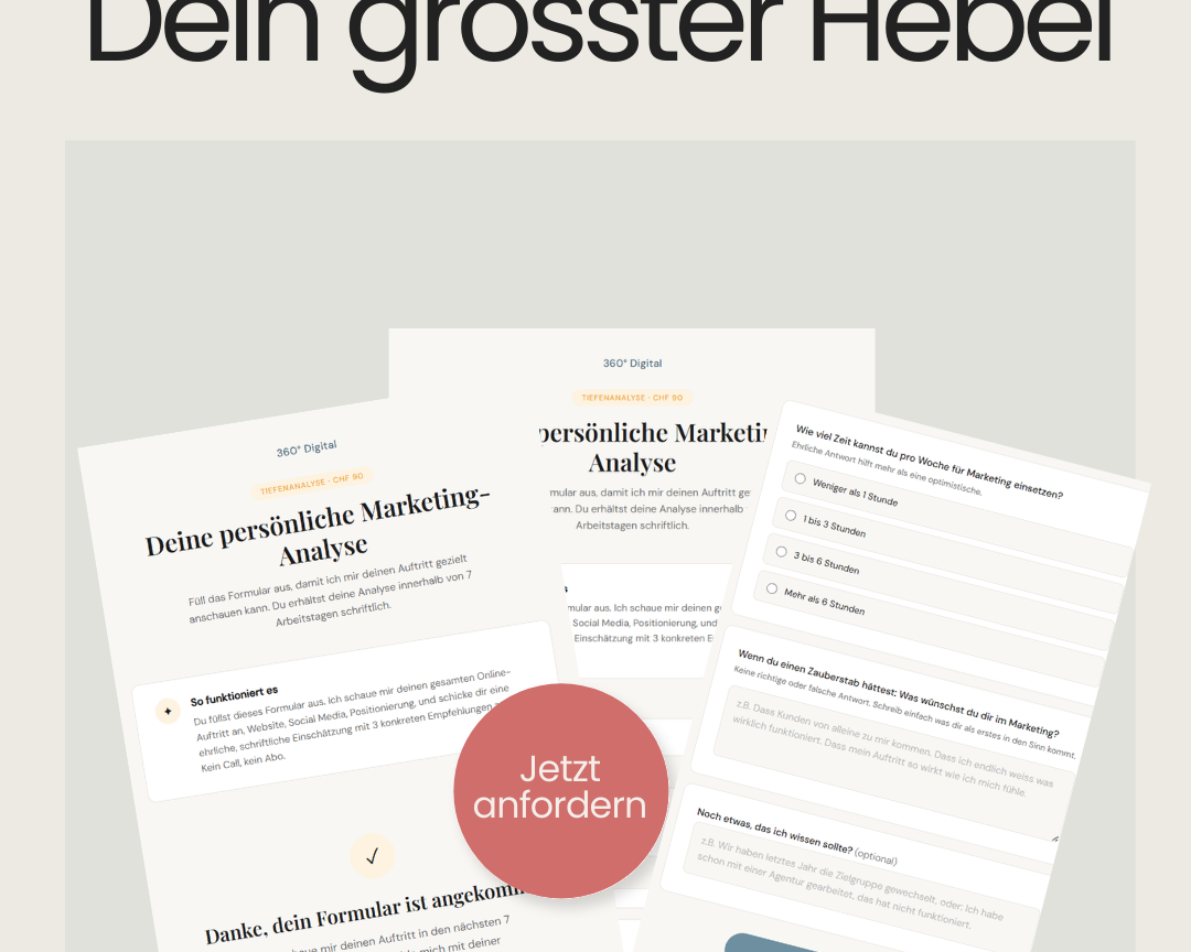 Mehrseitige Tiefenanalyse mit persönlicher Marketingbewertung zur Optimierung von Online-Shop und Performance Marketing.